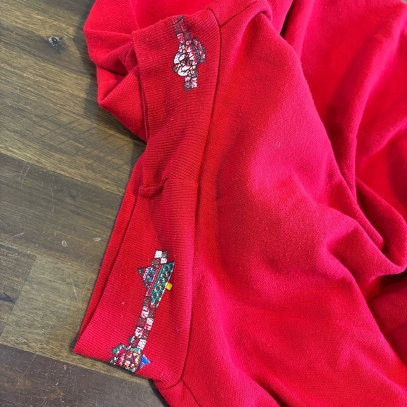 Vintage USA Nutcracker Graphic Christmas Sweater Red Holiday Bow Wreath Glitter - Picture 8 of 9